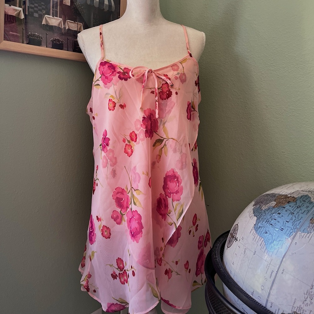 Vintage Gilligan & O'Malley Pink Floral Chemise